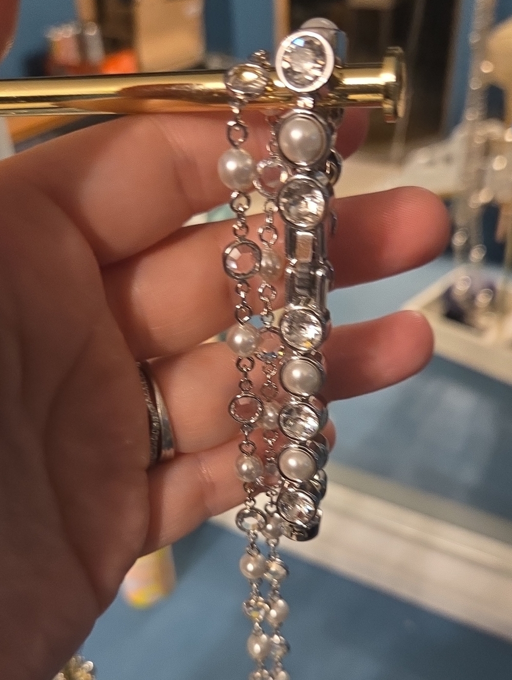 Touchstone Crystal Silver Pearl & Crystal Chanelle And Ice Bracelet